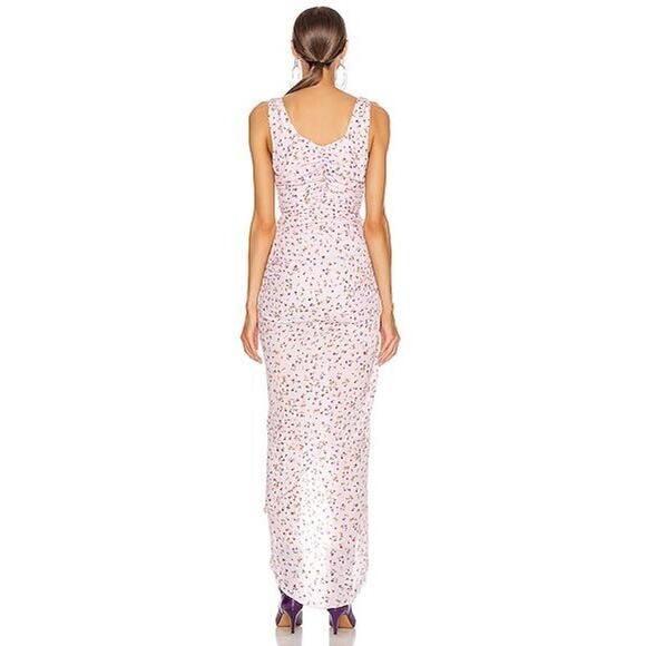 Nicholas Floral Silk Dress Drape Front Ruched Asymmetrical Gala Formal Size 14 - Picture 4 of 14